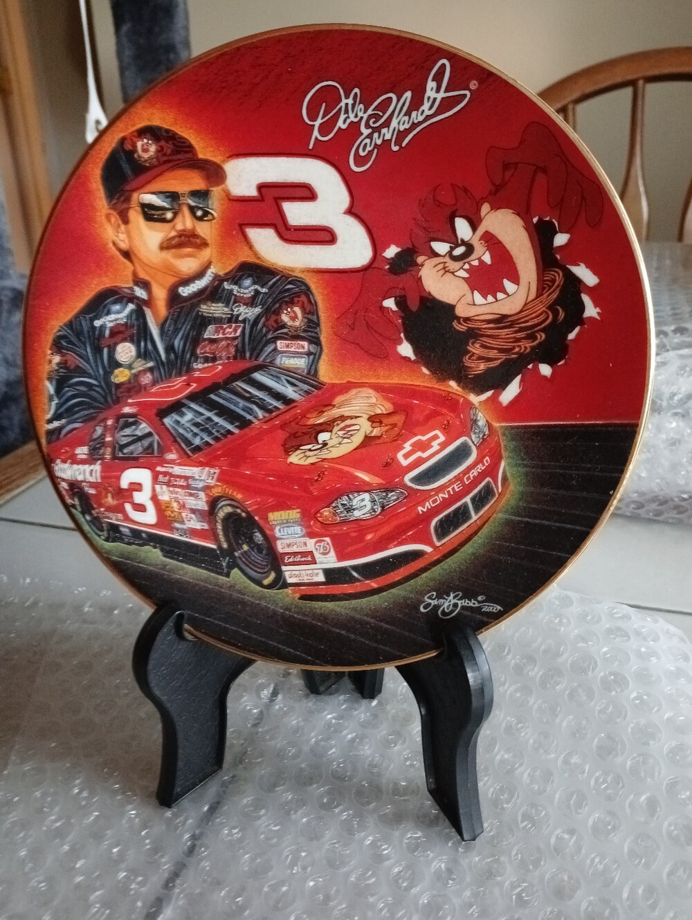 Limited Edition Nascar Dale Earnhardt Taz Collectors Plate With Stand